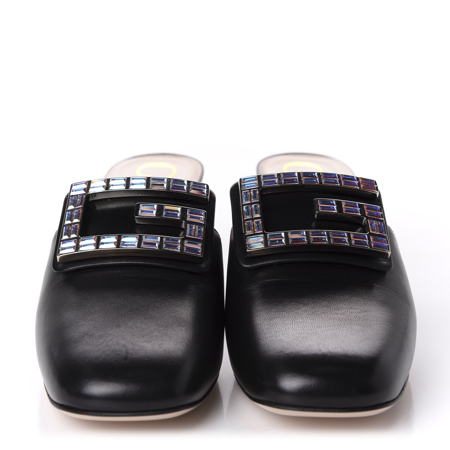 Gucci Malaga Kid Crystal Square G Madelyn Mules 36.5 Black 2 of 10