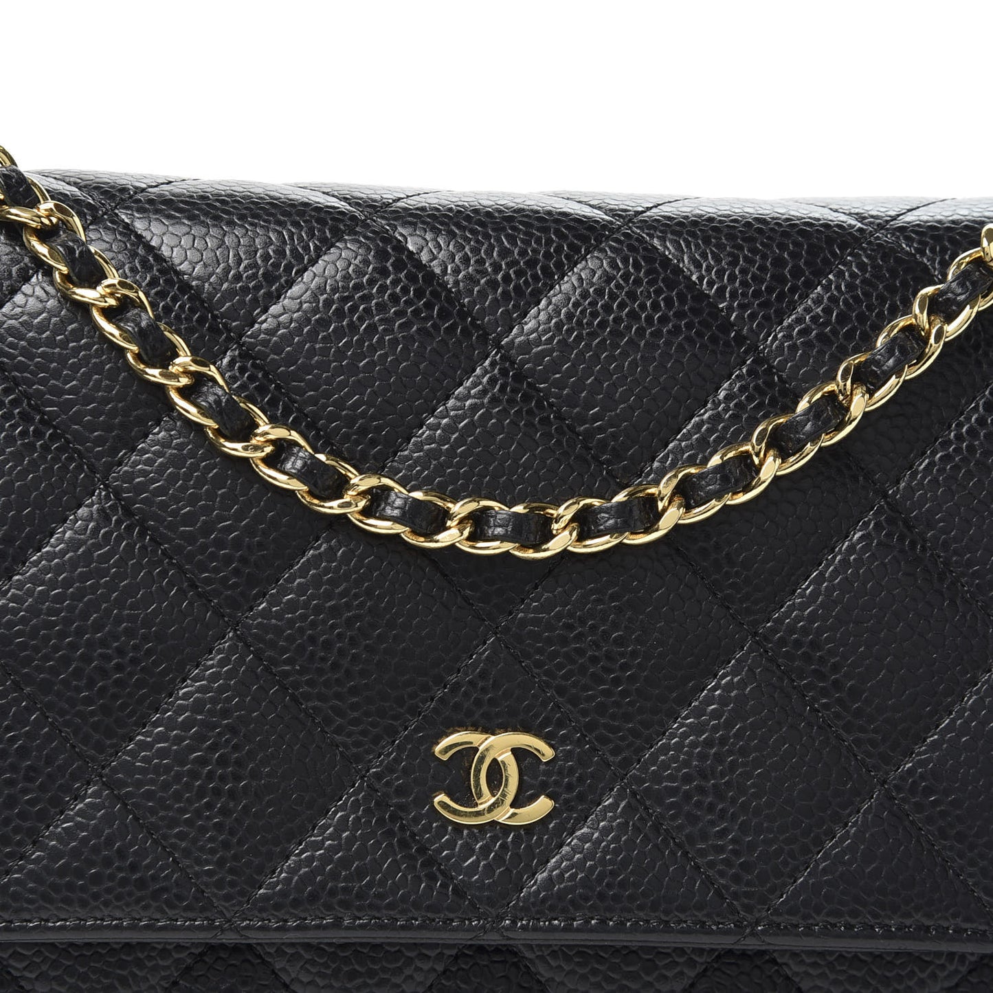 Caviar Quilted Wallet On Chain WOC Black