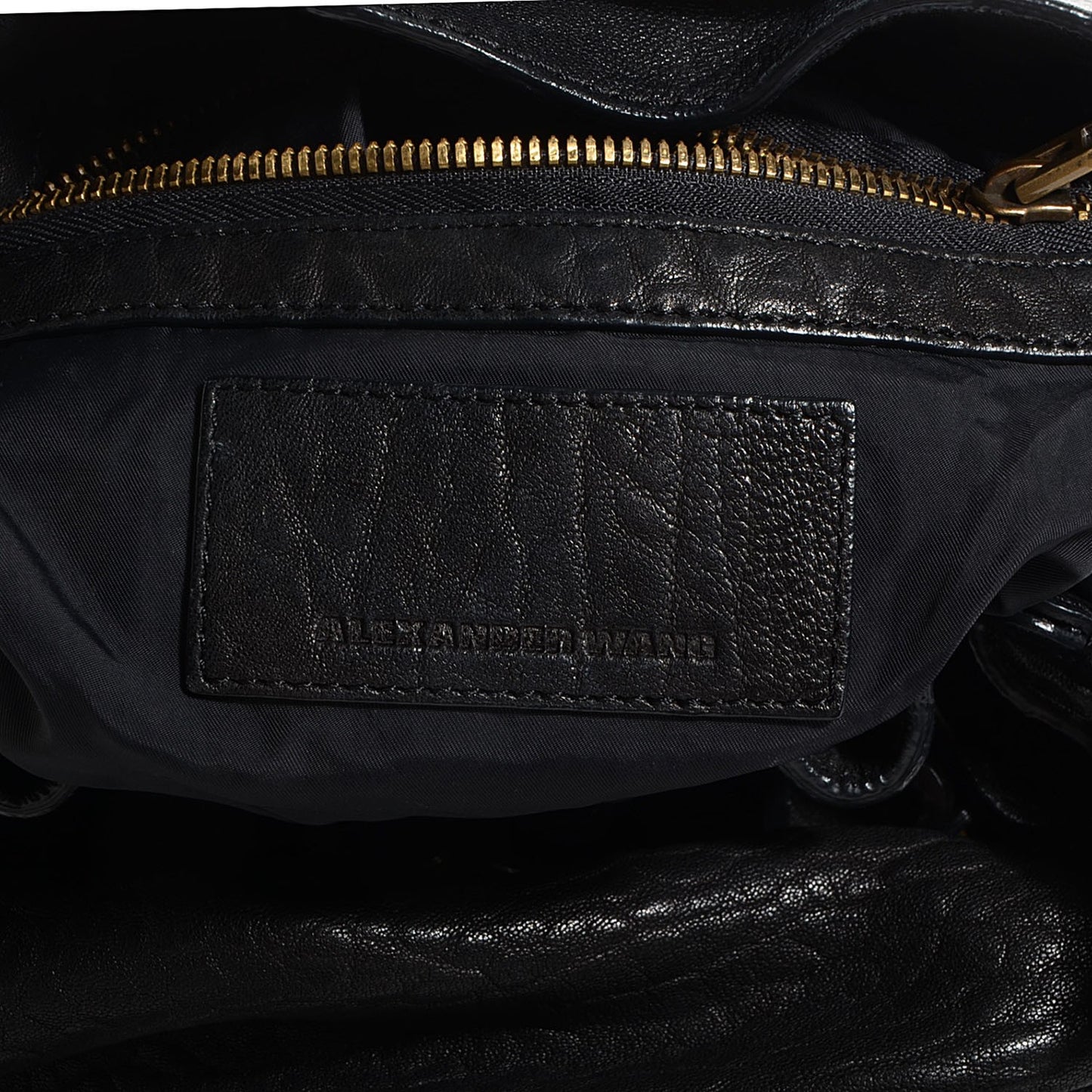 Pebbled Lambskin Diego Bucket Bag Black Antique Brass Hardware