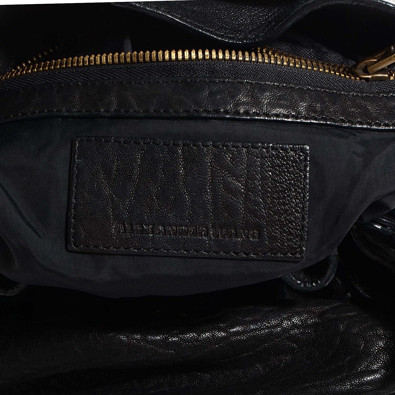 Alexander Wang Pebbled Lambskin Diego Bucket Bag Black Antique Brass Hardware 6 of 7