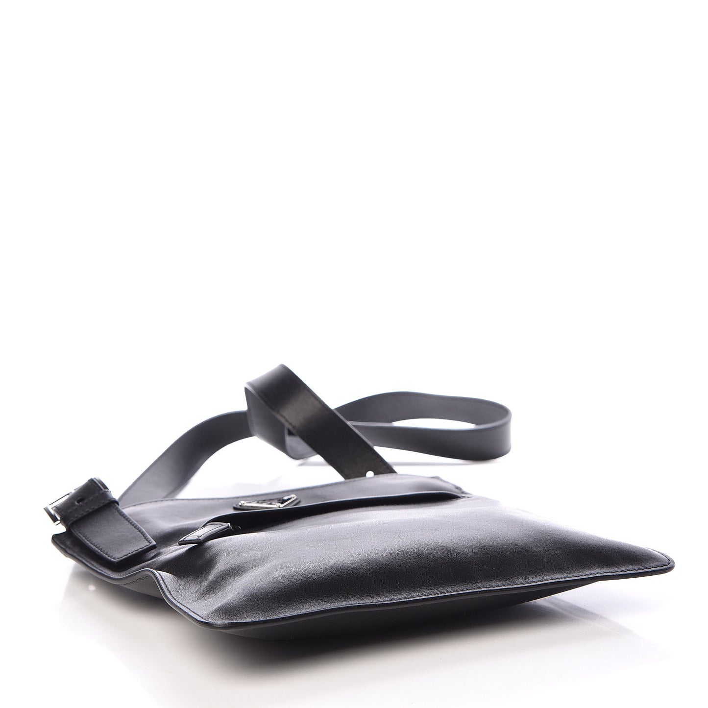 Soft Calf Flat Messenger Bag Black