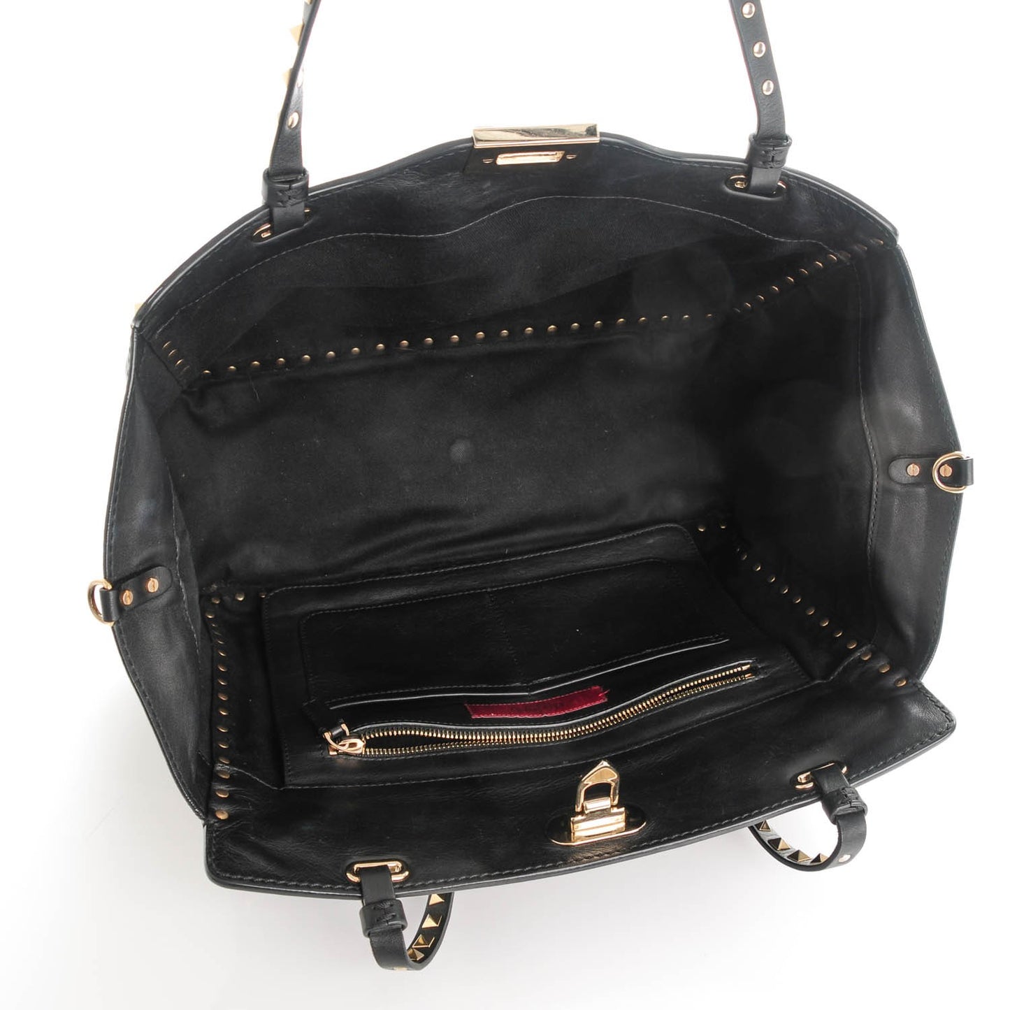 Vitello Medium Rockstud Tote Black