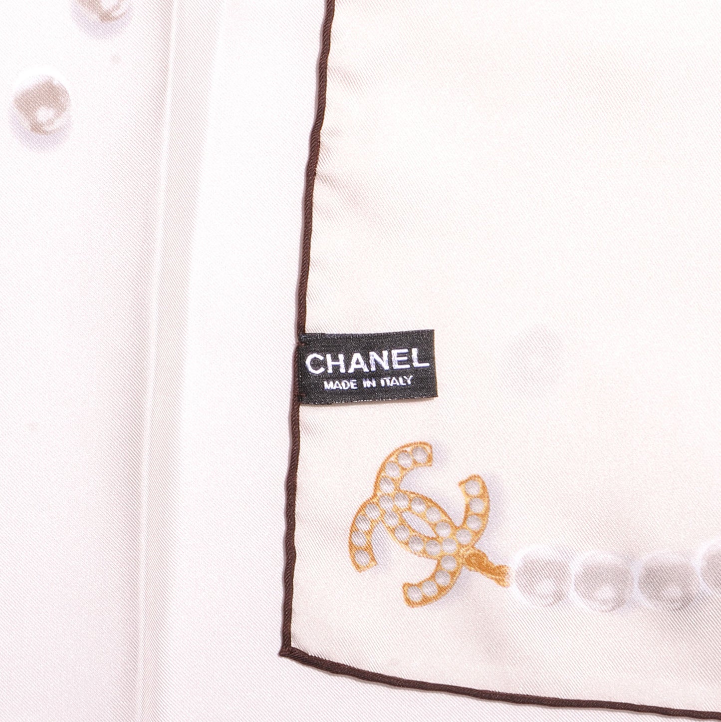 Silk Pearl CC Square Scarf Ivory