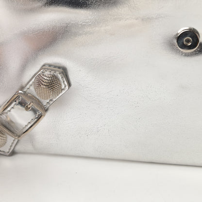 Balenciaga Laminated Calfskin Giant 21 Silver Hardware Envelope Clutch Silver 10 of 15