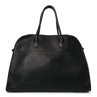 The Row THE ROW Polished Saddle Calfskin Soft Margaux 15 Black 1 of 8