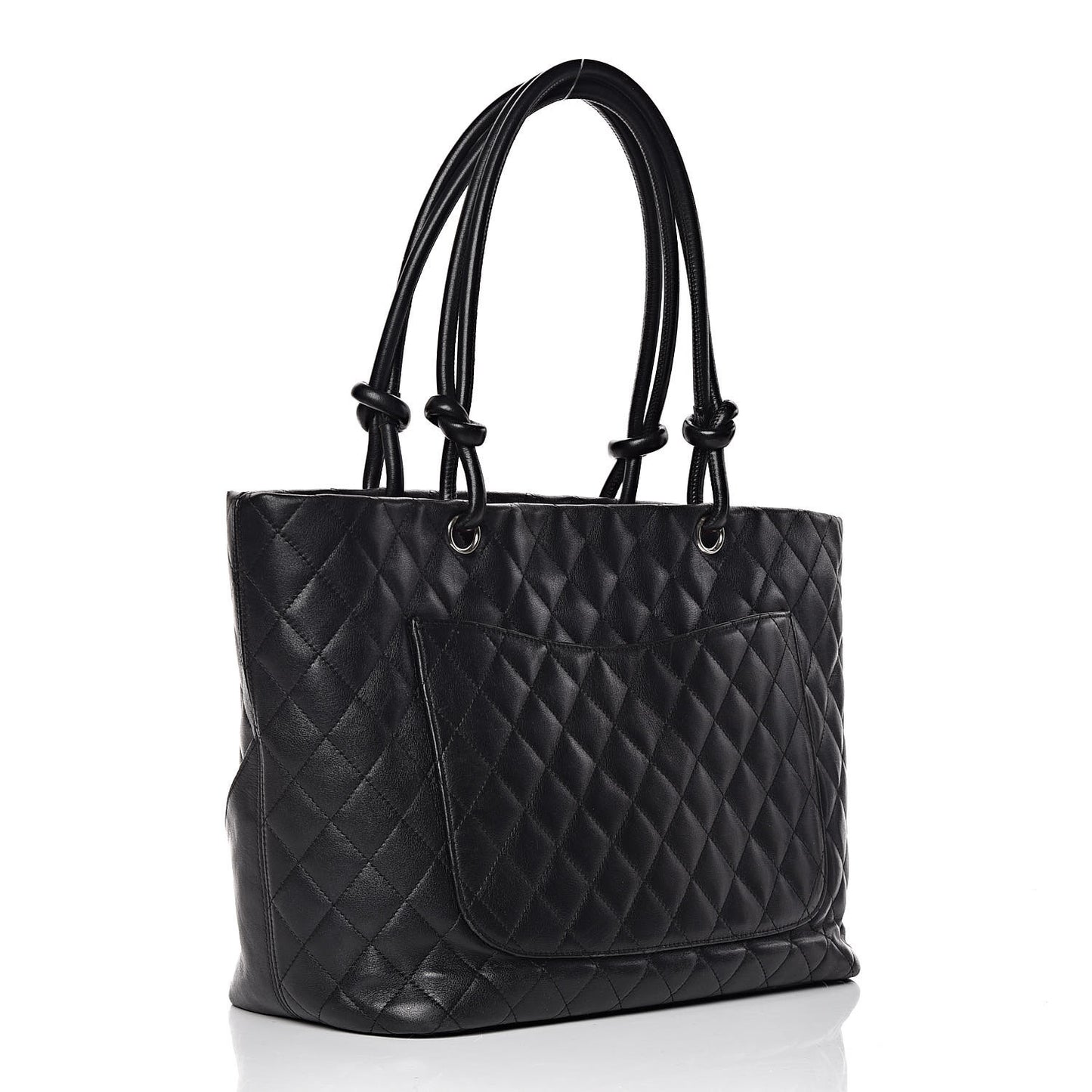 Calfskin Quilted Large Cambon Tote Black White