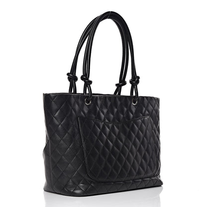 Chanel Calfskin Quilted Large Cambon Tote Black White 3 of 16
