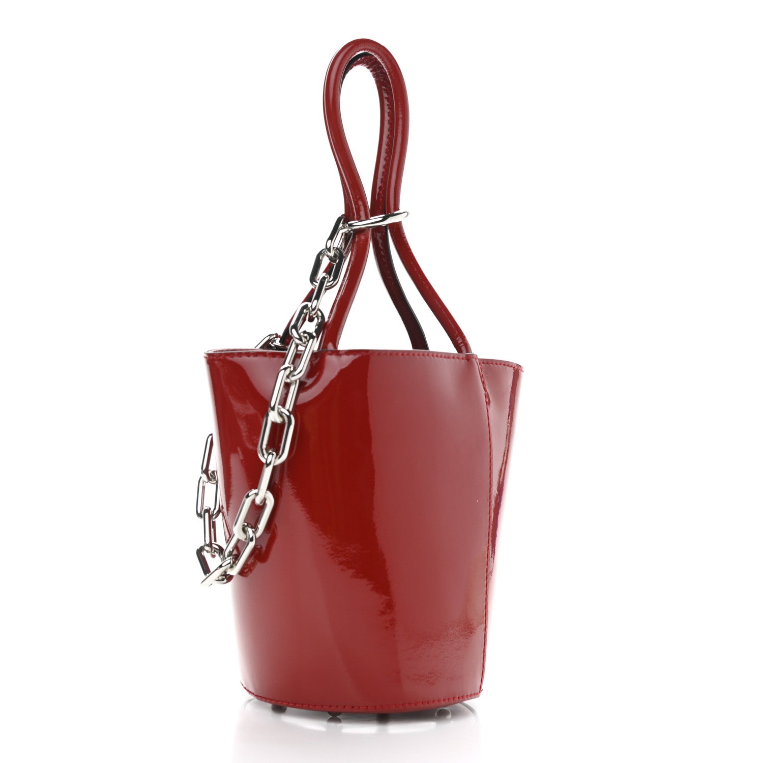 Alexander Wang Patent Roxy Mini Chain Bucket Red Silver Hardware 4 of 12