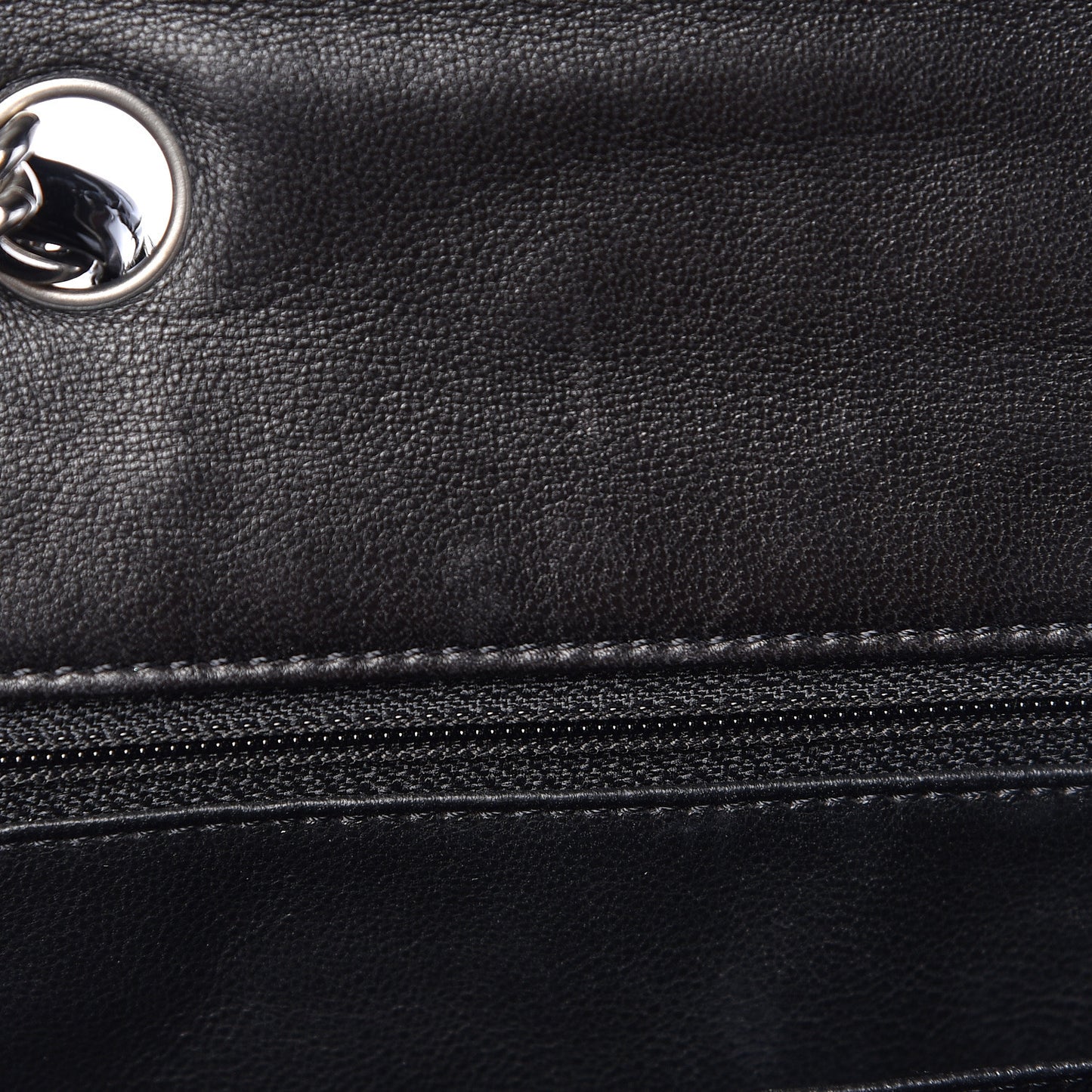 Patent Quilted Jumbo Single Flap Black