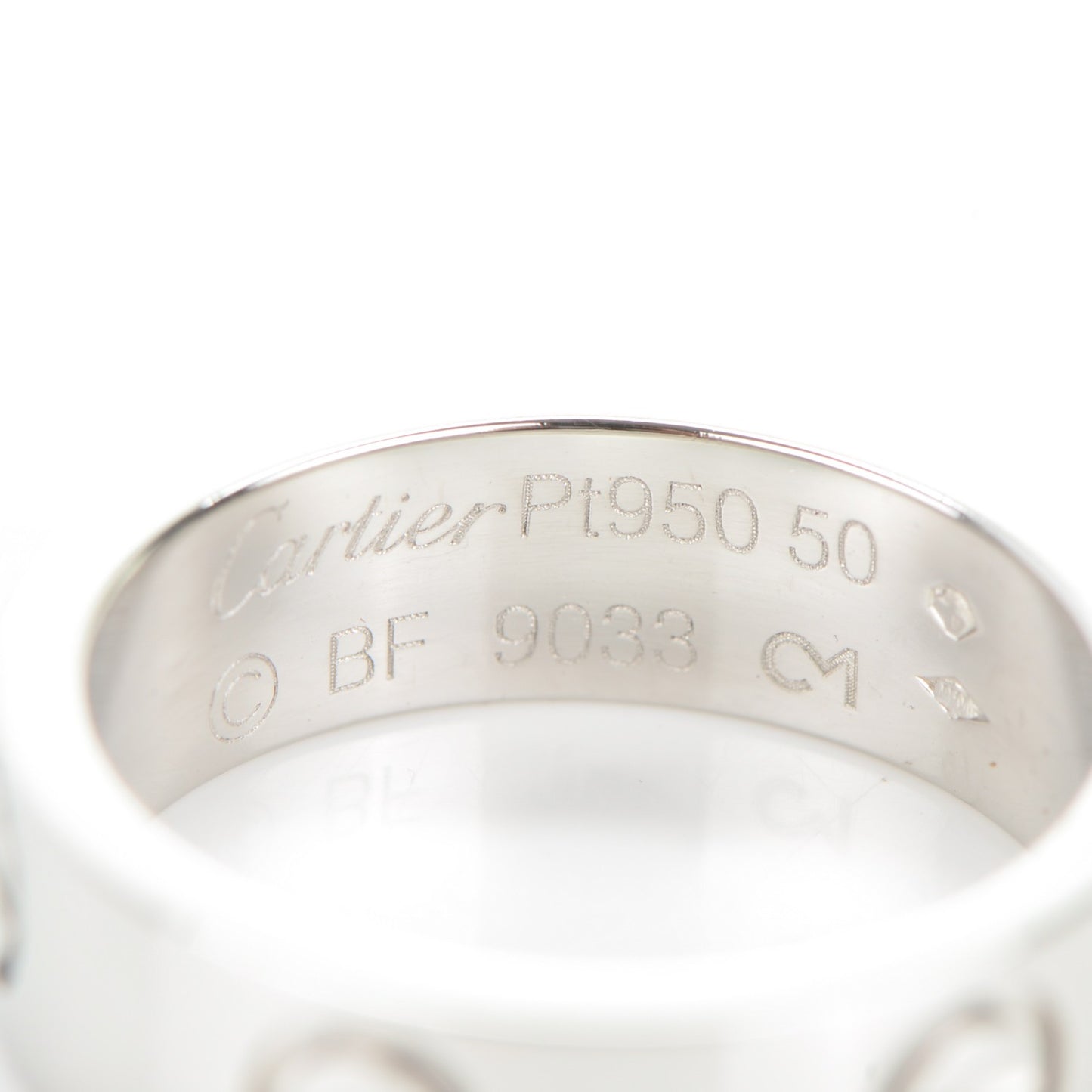 Platinum 5.5mm LOVE Ring 50 5.25