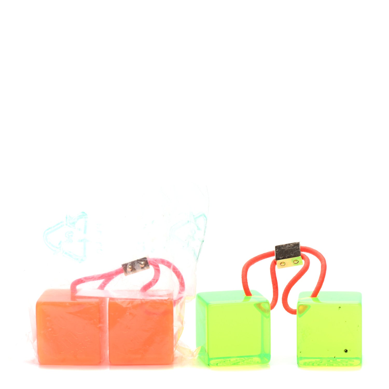Louis Vuitton Resin Fluo Robert Wilson Hair Cubes Green Orange 1 of 3
