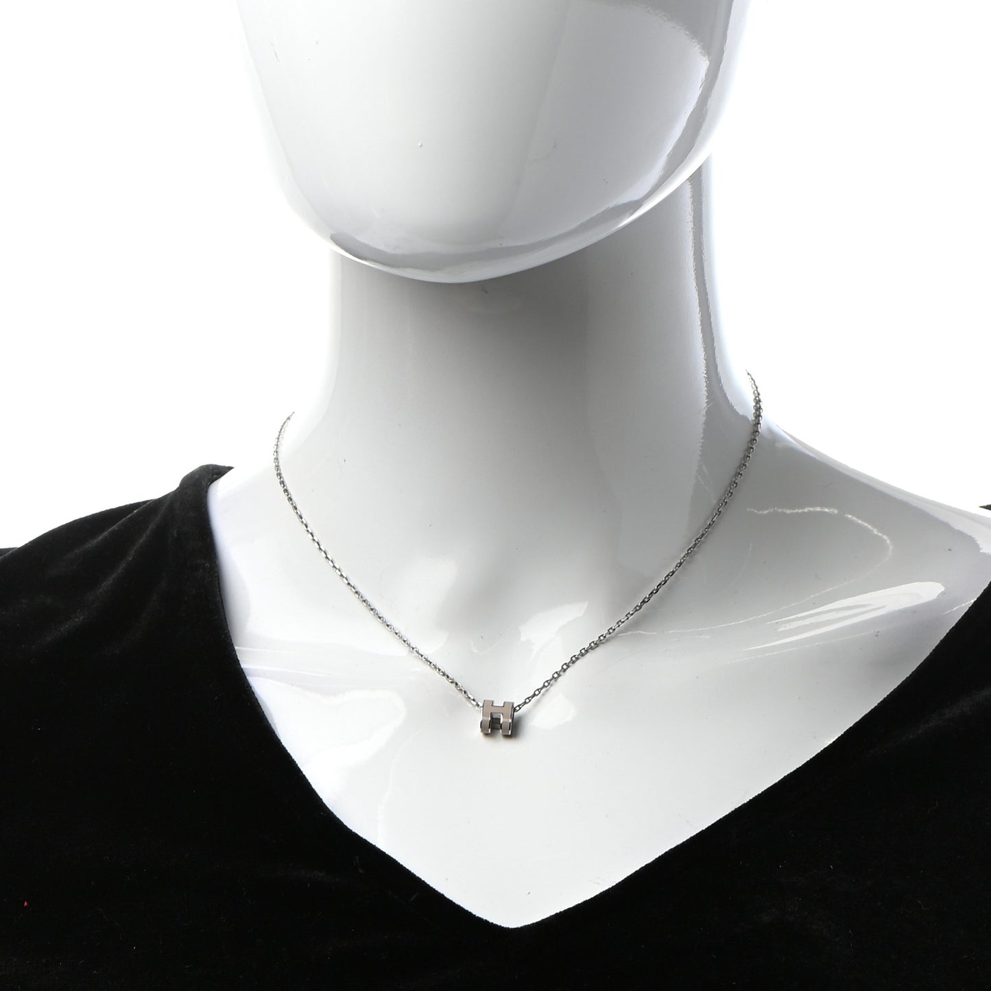 Palladium Mini Pop H Pendant Necklace Marron Glace