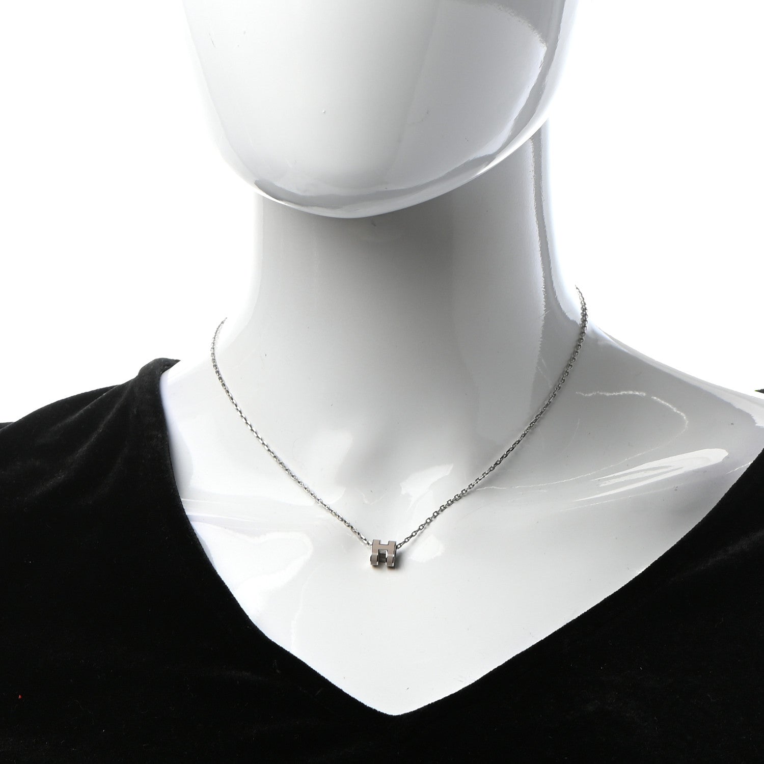 Hermes Palladium Mini Pop H Pendant Necklace Marron Glace 2 of 6