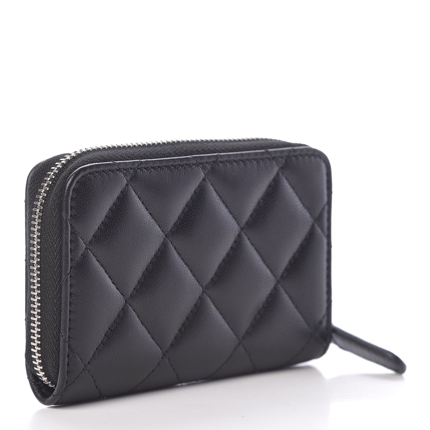 Chanel Lambskin Quilted Zip Coin Purse Black 3 of 7