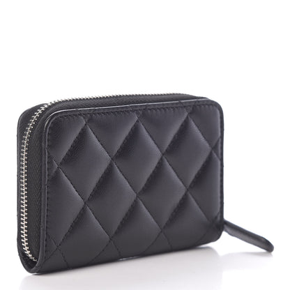 Chanel Lambskin Quilted Zip Coin Purse Black 3 of 7