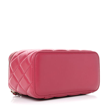 Chanel Lambskin Quilted Small Top Handle Vanity Case With Chain Dark Pink 3 of 4