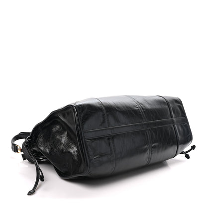 Prada Glossy Calfskin Triangle Large Bonnie Shoulder Bag Black 4 of 9