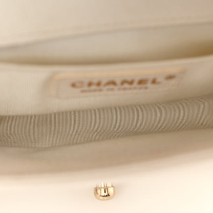 Chanel Caviar Chevron Quilted Small Boy Flap White 5 of 10