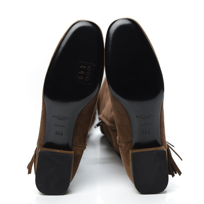 Saint Laurent Suede Goatskin BB 20 Over The Knee Fringed Boots 38.5 Coffee Brown 5 of 7