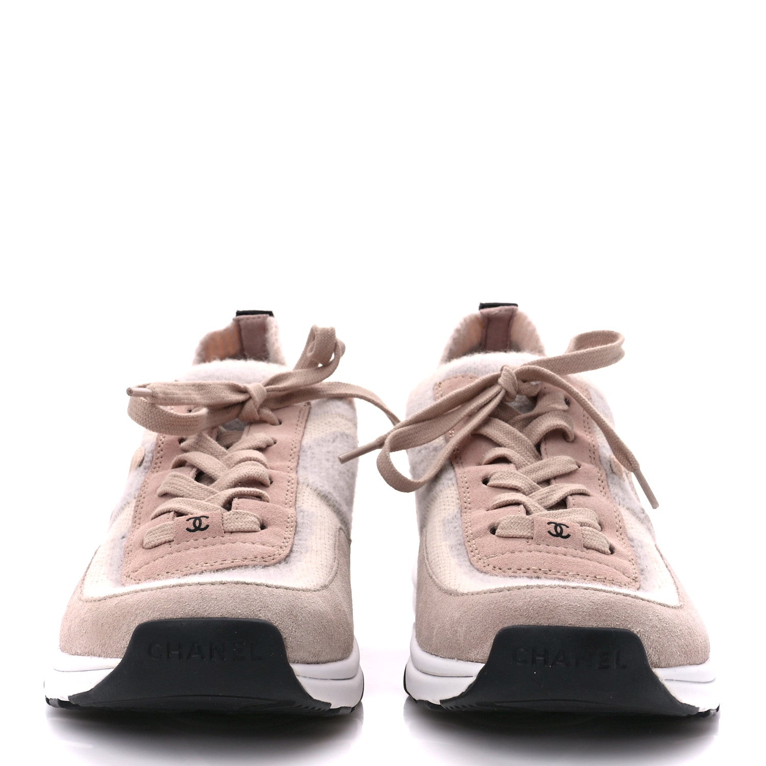 Chanel Mesh Suede Fabric Womens CC Sneakers 41 Light Pink 2 of 10
