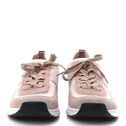 Chanel Mesh Suede Fabric Womens CC Sneakers 41 Light Pink 2 of 10