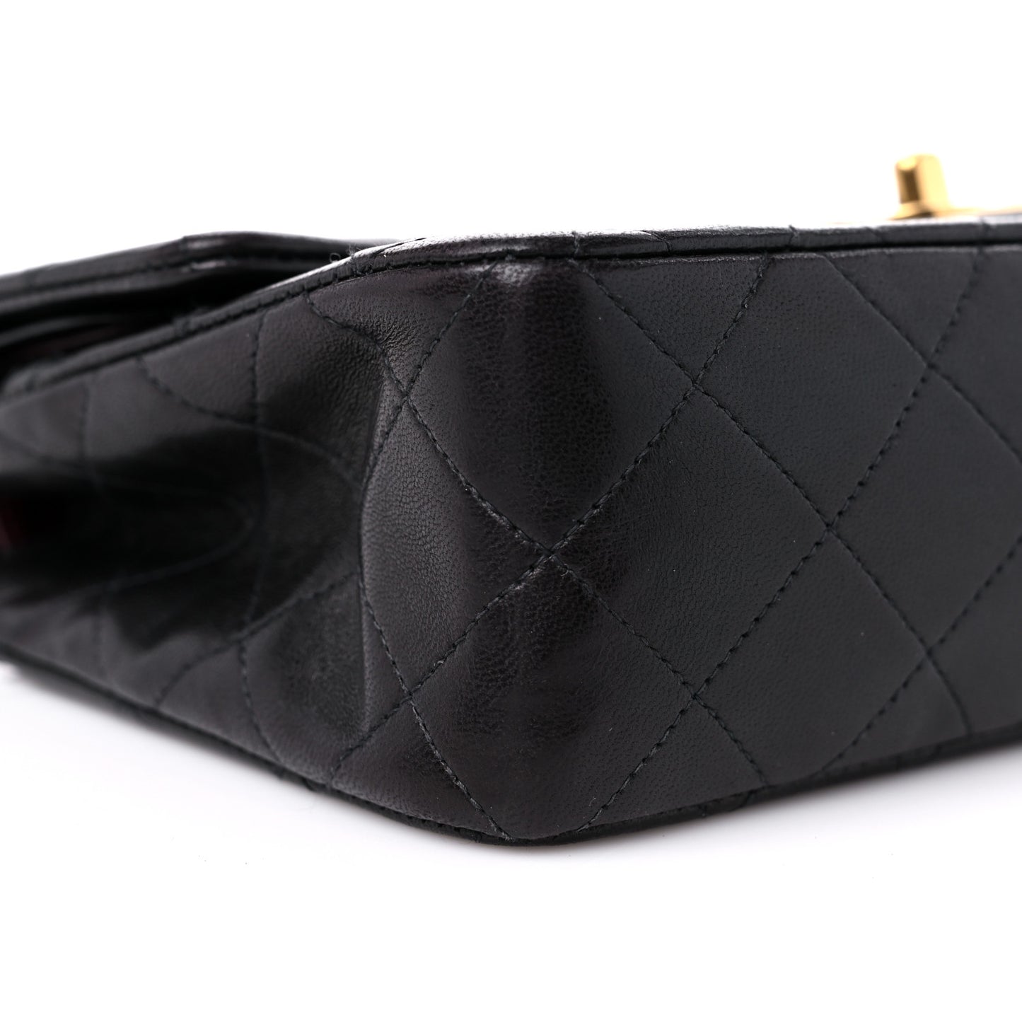 Lambskin Quilted Small Double Flap Black