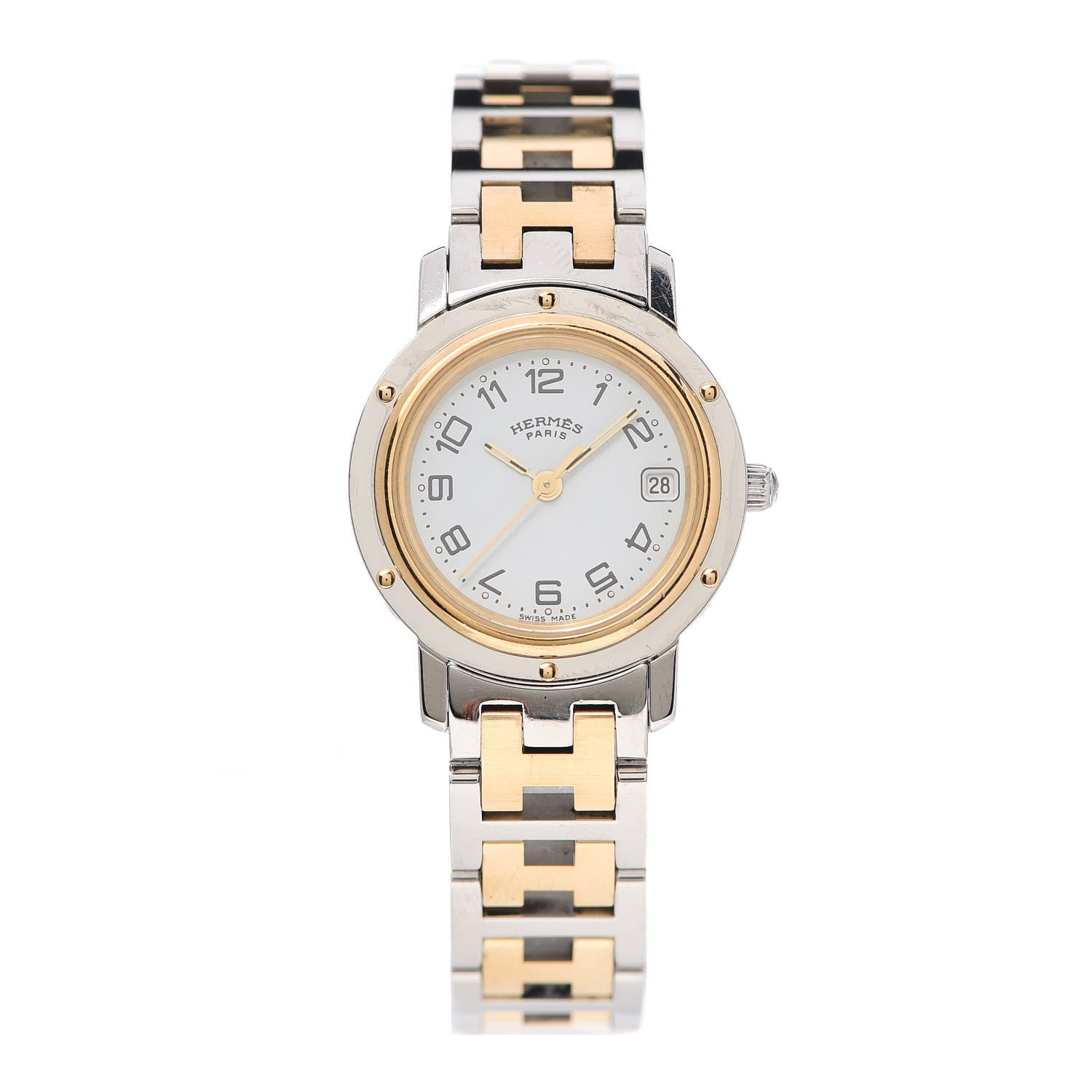 Hermes Stainless Steel 24mm Clipper Quartz Watch Gold 1 of 5