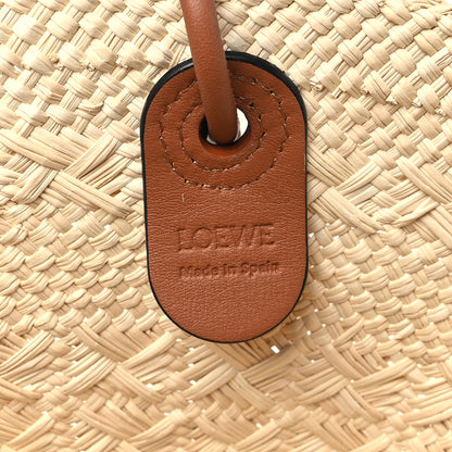 Loewe Calfskin Raffia Paulas Ibiza Medium Anagram Basket Tote Bag Natural Tan 6 of 10