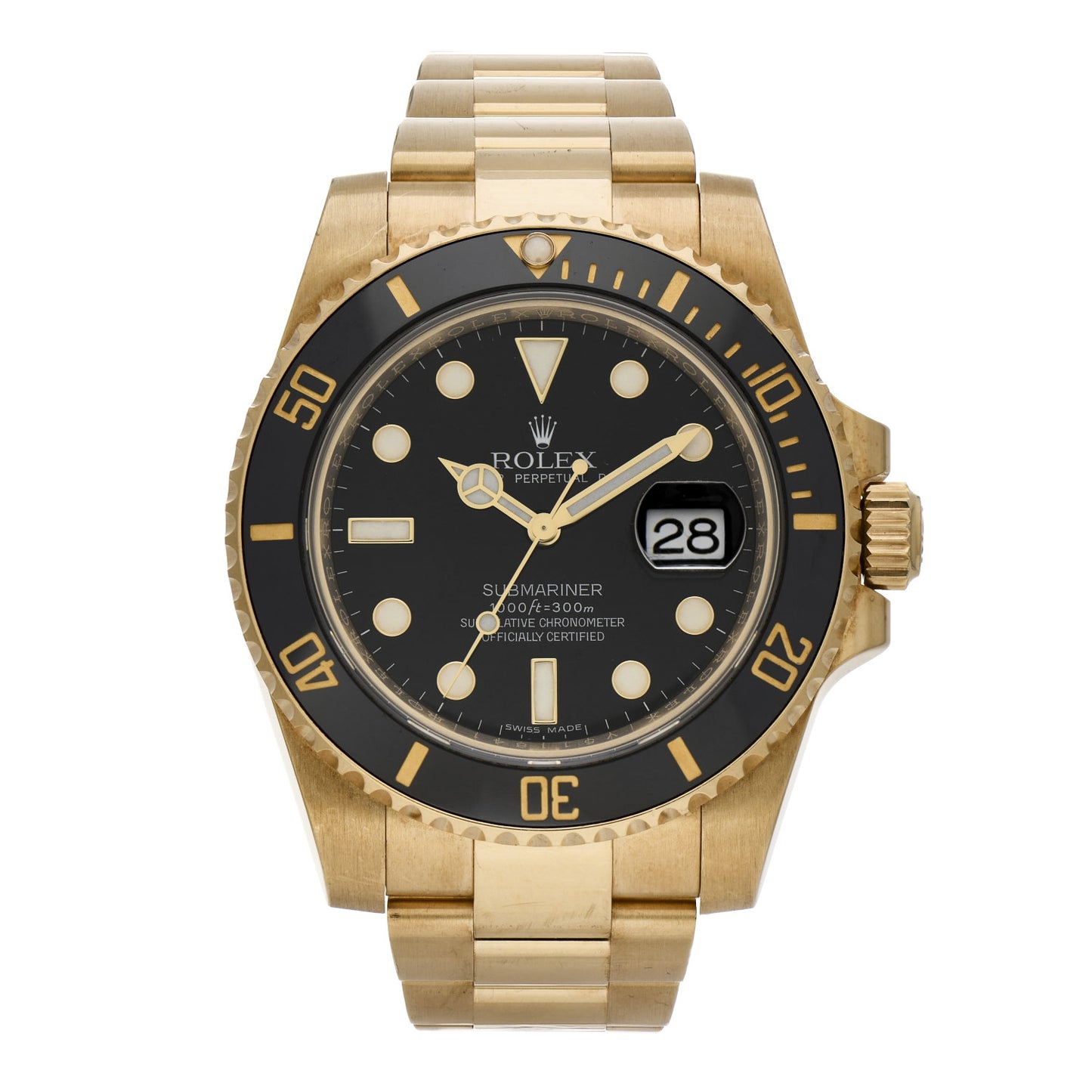 18K Yellow Gold 40mm Submariner Date Watch Black 116618LN