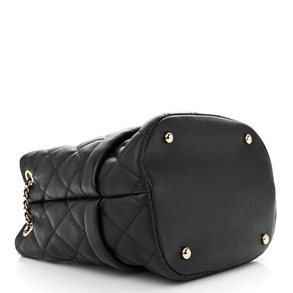 Chanel Caviar Quilted Rolled Up Bucket Drawstring Bag Black 4 of 10