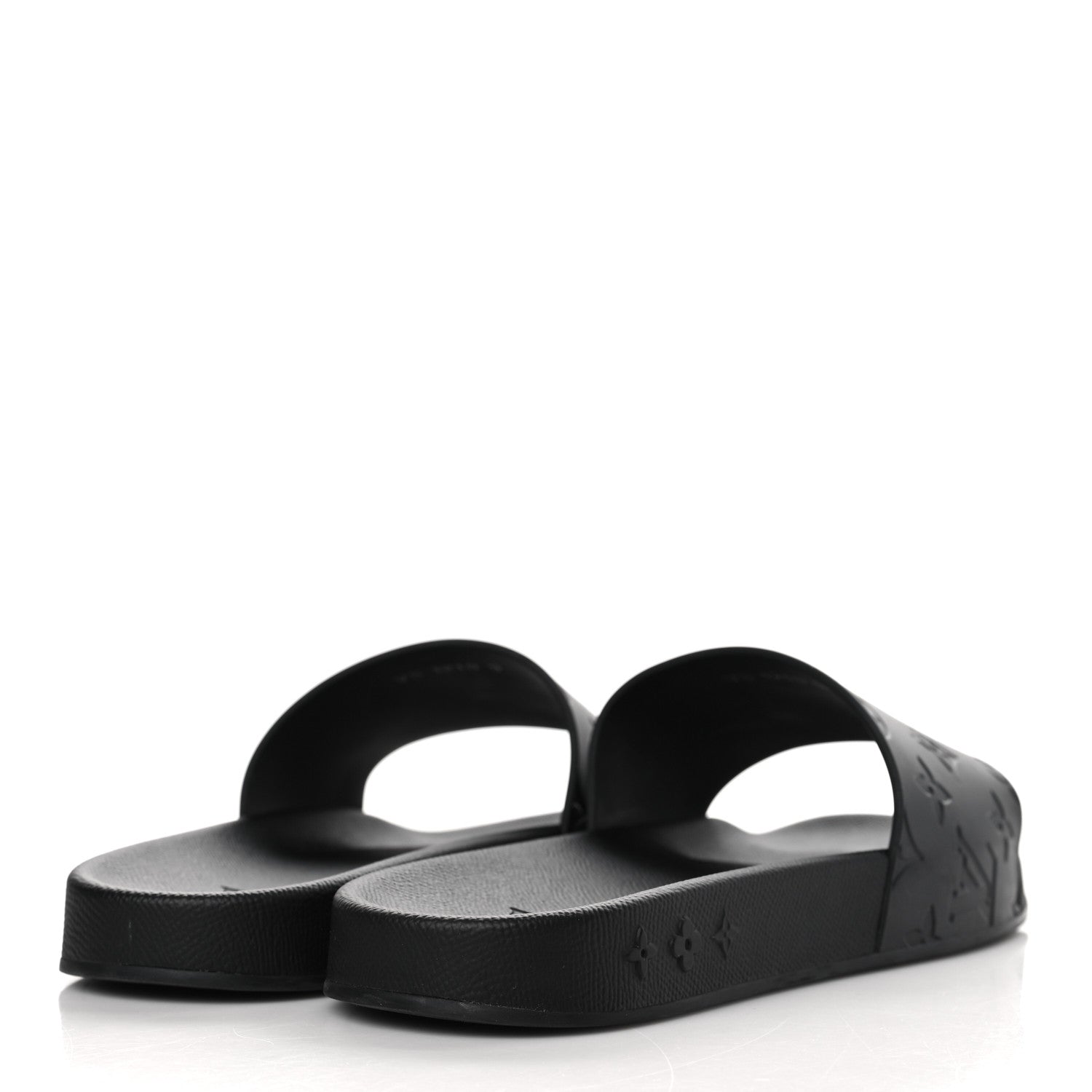 Louis Vuitton Rubber Embossed Monogram Mens Waterfront Mules 9 Black 4 of 8