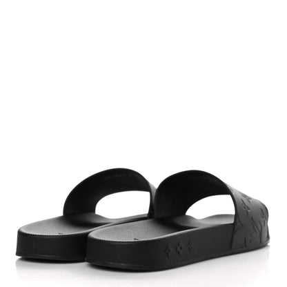 Louis Vuitton Rubber Embossed Monogram Mens Waterfront Mules 9 Black 4 of 8