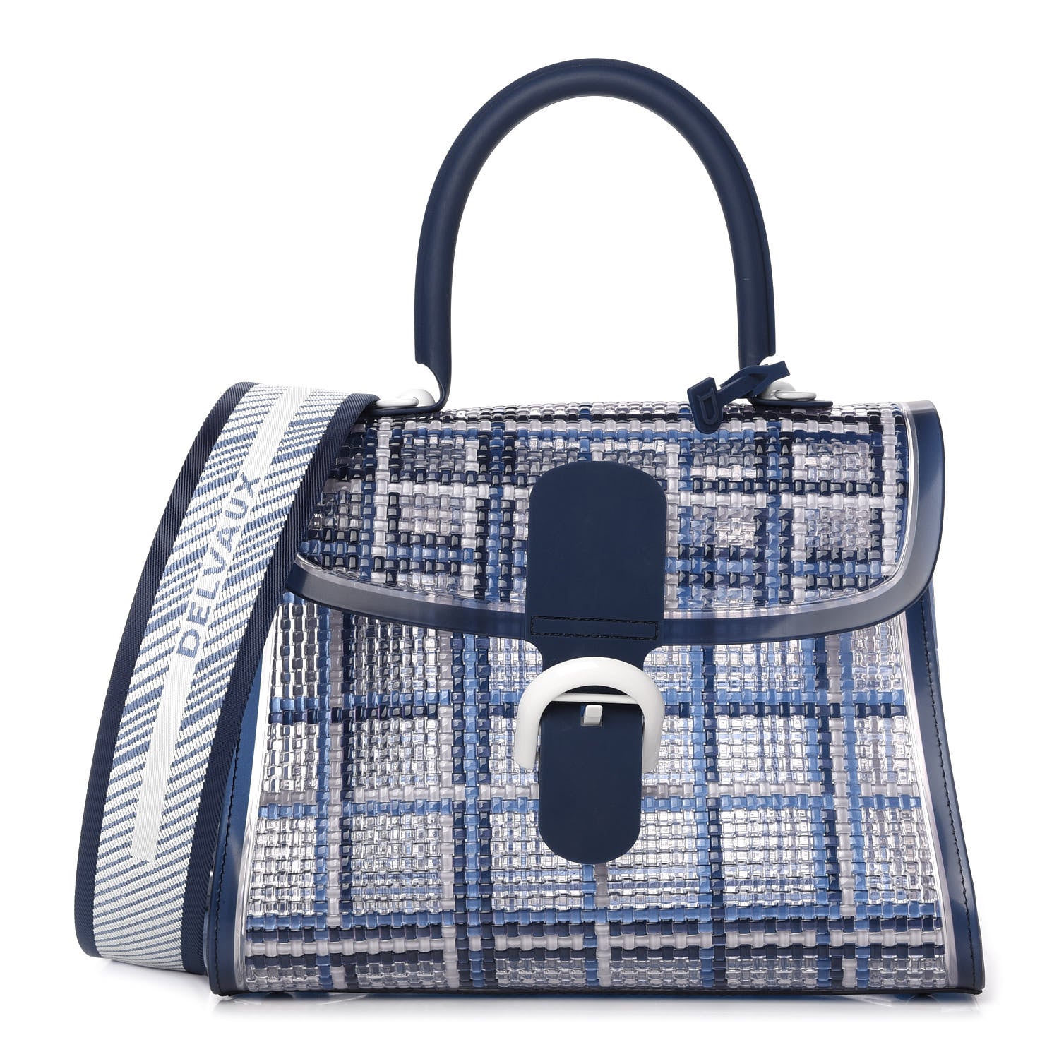 Delvaux Vinyl Gingham The Dreamer MM Brillant Satchel Navy 1 of 10