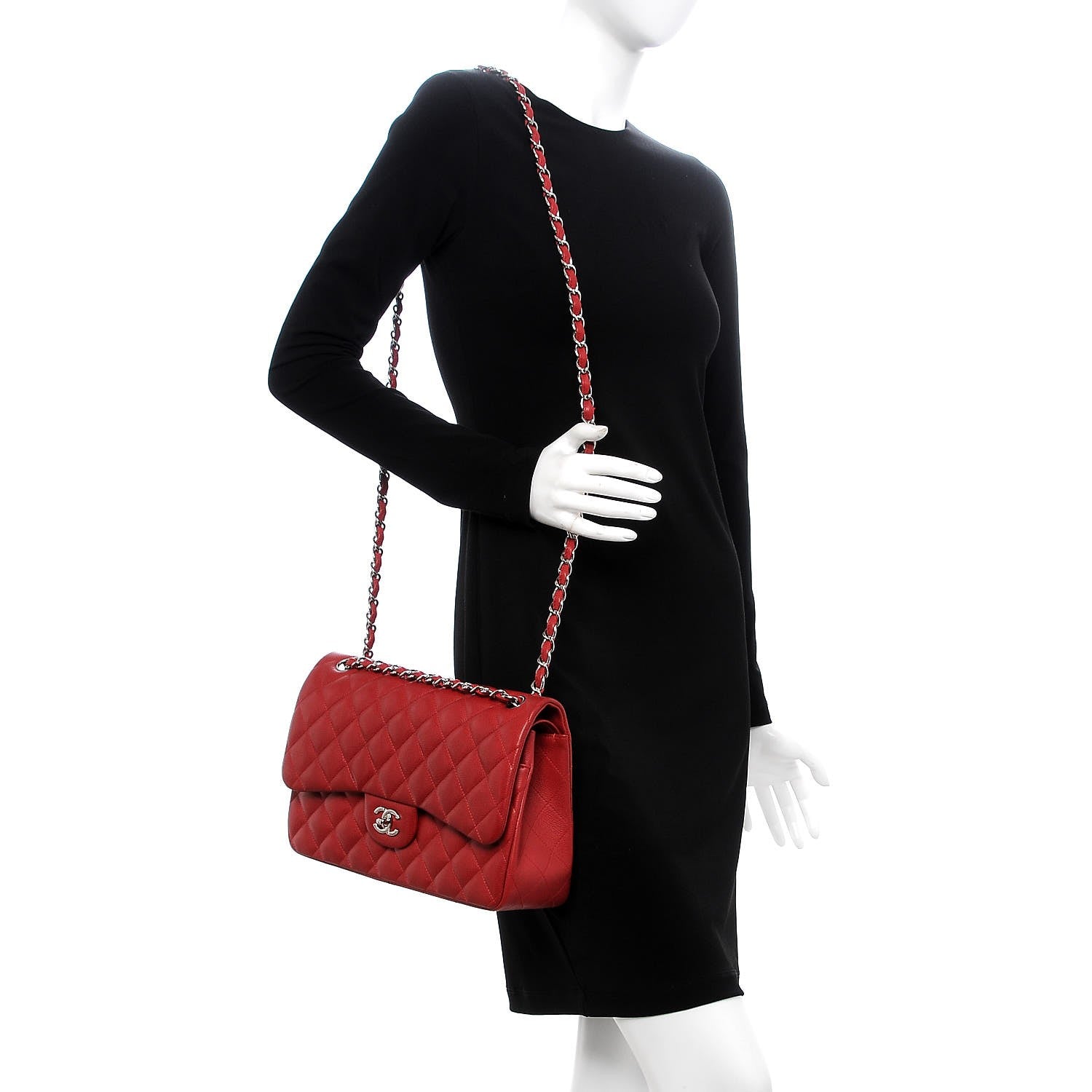 Chanel Caviar Quilted Jumbo Double Flap Dark Red 2 of 8