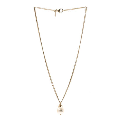 Chanel Pearl Crystal CC Heart Necklace Gold White 3 of 6