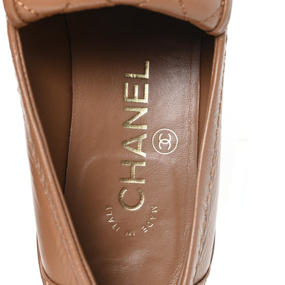 Chanel Crumpled Lambskin Quilted CC Turnlock Moccasins 35.5 Dark Beige 8 of 10