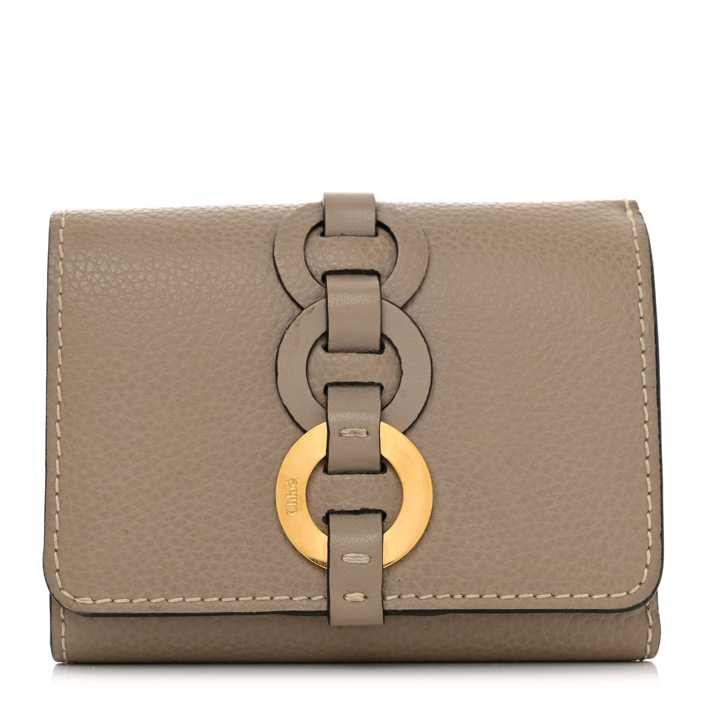 Grained Calfskin Small Darryl Trifold Wallet Motty Grey