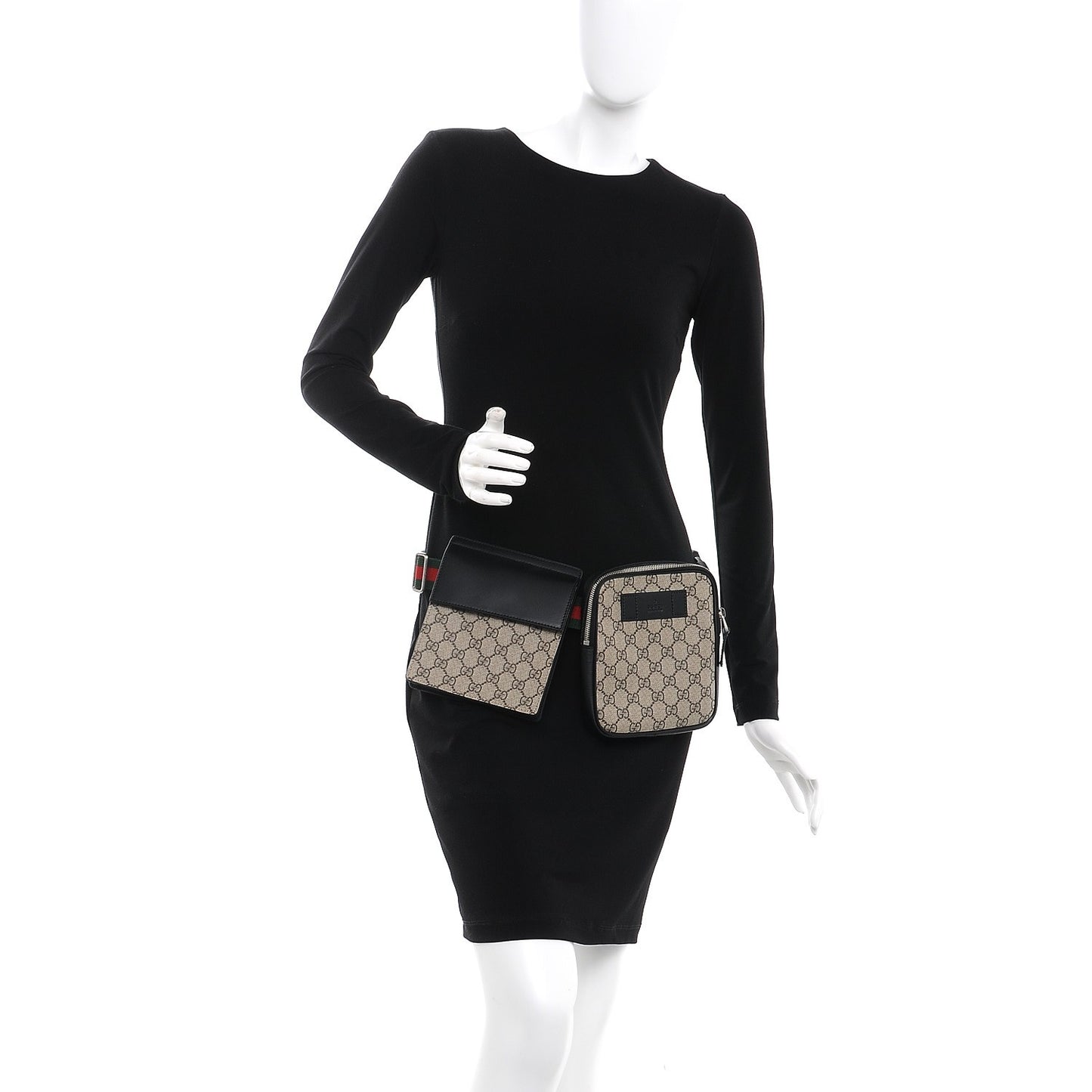 GG Supreme Monogram Web Belt Bag Black