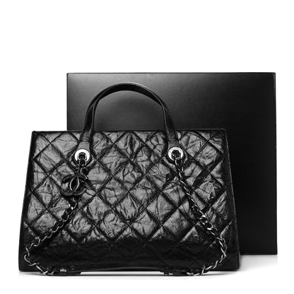 Chanel Crumpled Grained Calfskin Quilted CC Crave Tote Black 14 of 14