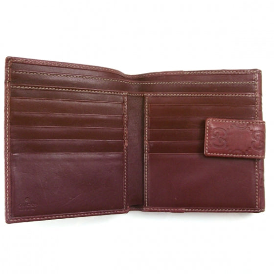 Guccissima Metal Bar French Flap Wallet Dark Red