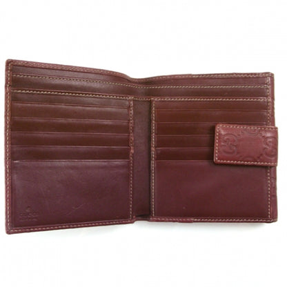 Gucci Guccissima Metal Bar French Flap Wallet Dark Red 5 of 9