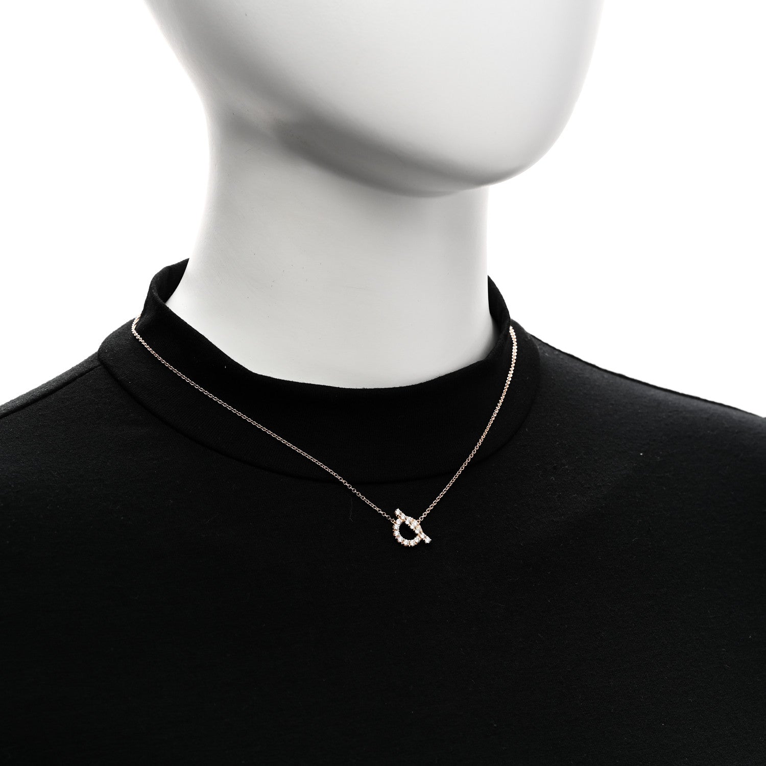 Hermes 18K Rose Gold Diamond Finesse Pendant Necklace 2 of 6