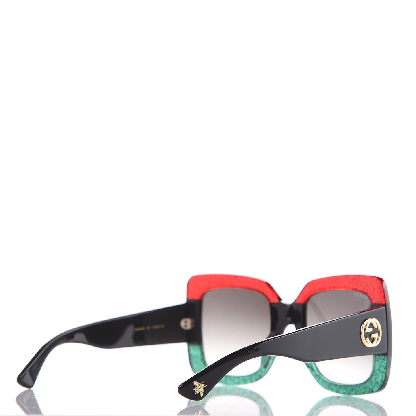 Square Frame GG0083S Sunglasses Glitter Red Black Green