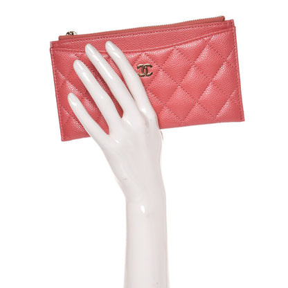 Chanel Iridescent Caviar Quilted Classic Zip Pouch Pink 2 of 8