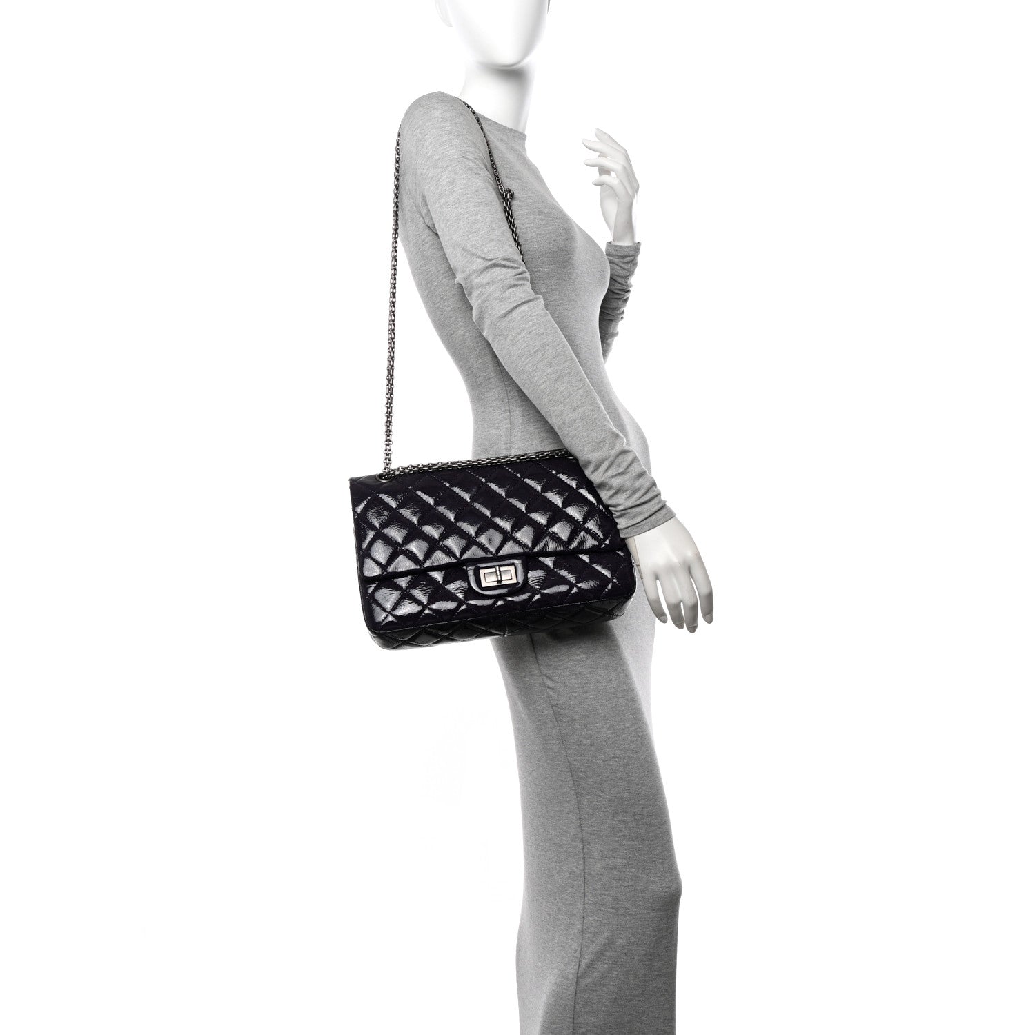 Chanel Distressed Patent 2.55 Reissue Flap 227 Prune 2 of 12