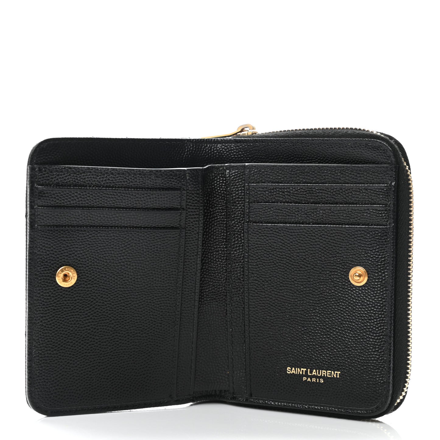 Grain De Poudre Matelasse Chevron Monogram Compact Zip Around Wallet Black