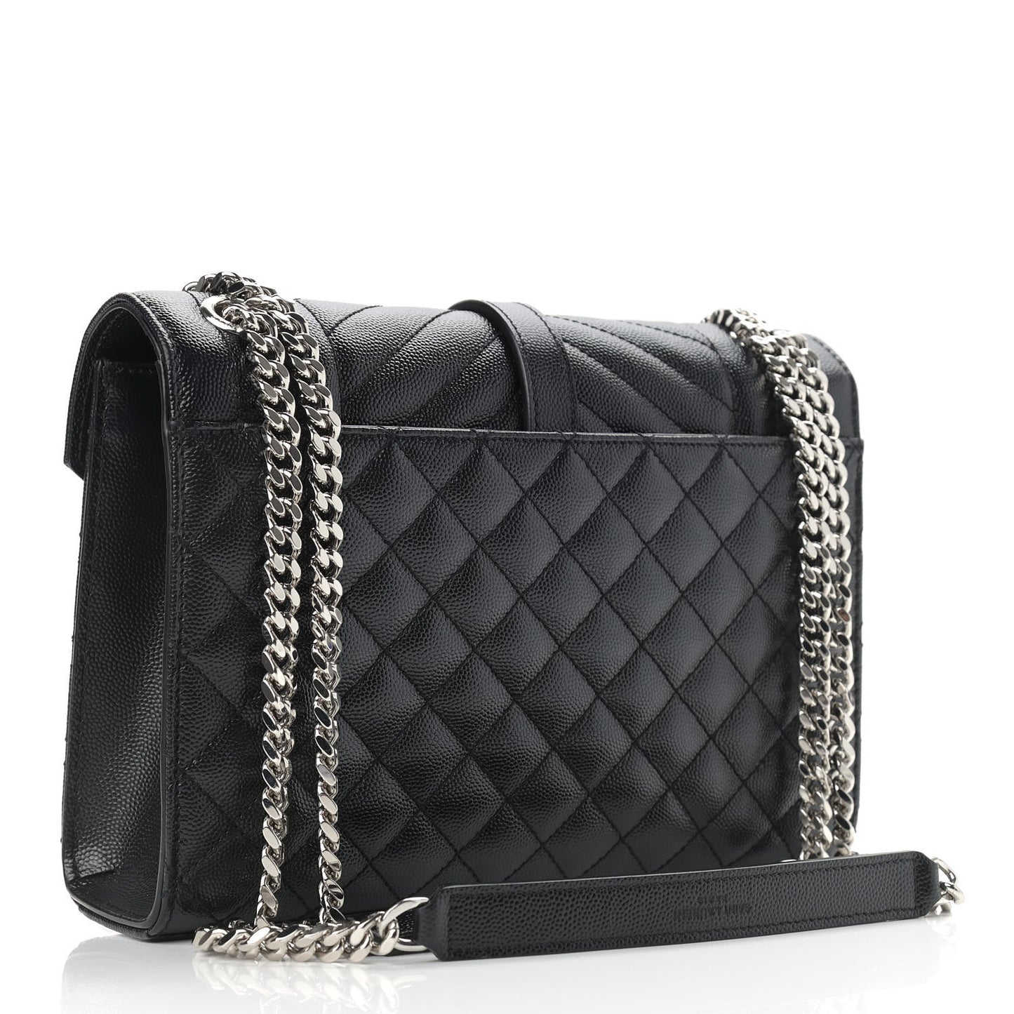 Grain De Poudre Textured Mixed Matelasse Triquilt Medium Monogram Satchel Black