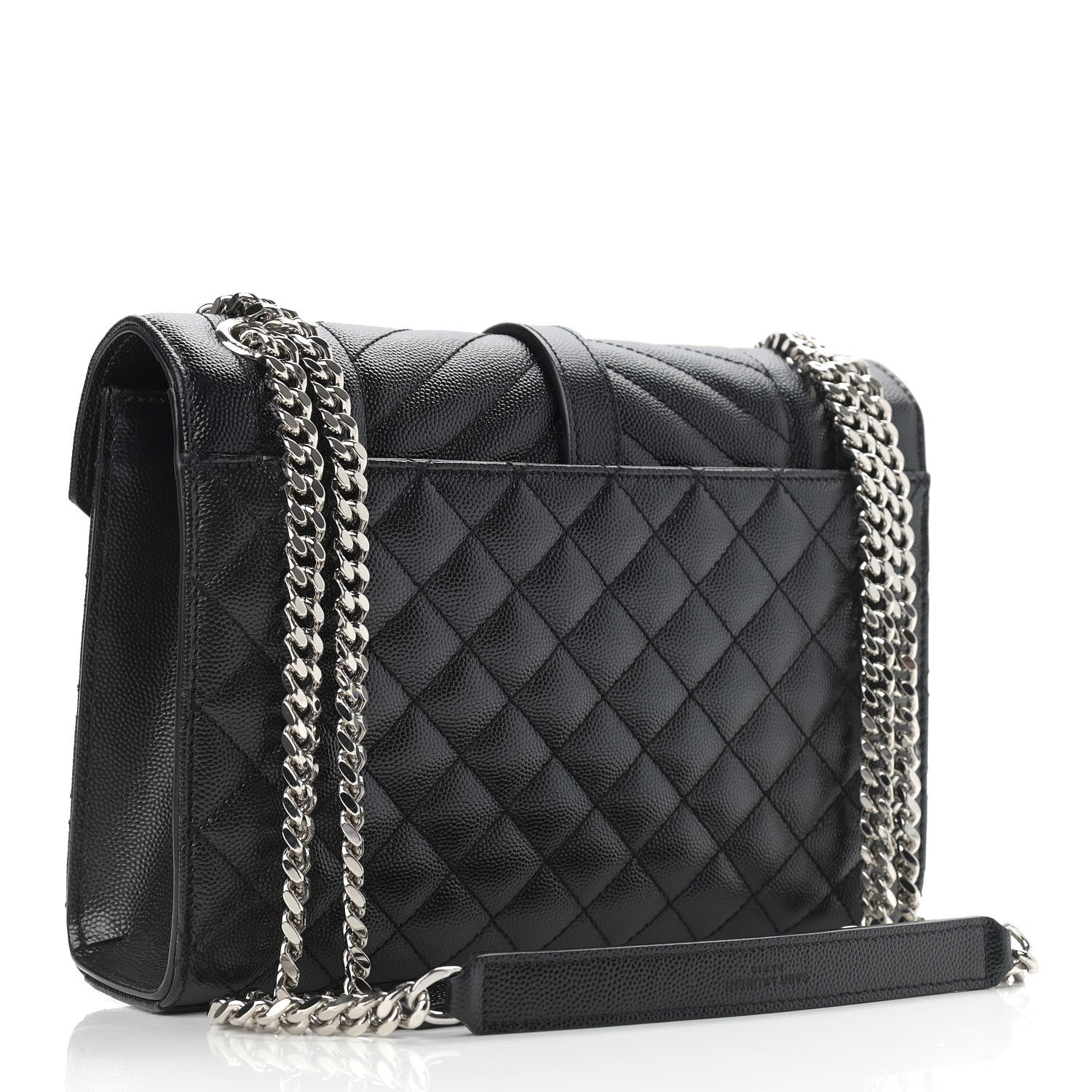 Saint Laurent Grain De Poudre Textured Mixed Matelasse Triquilt Medium Monogram Satchel Black 3 of 9