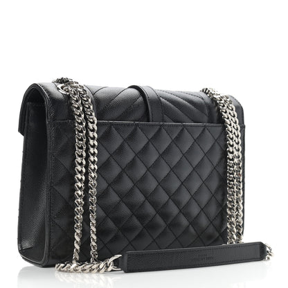 Saint Laurent Grain De Poudre Textured Mixed Matelasse Triquilt Medium Monogram Satchel Black 3 of 9
