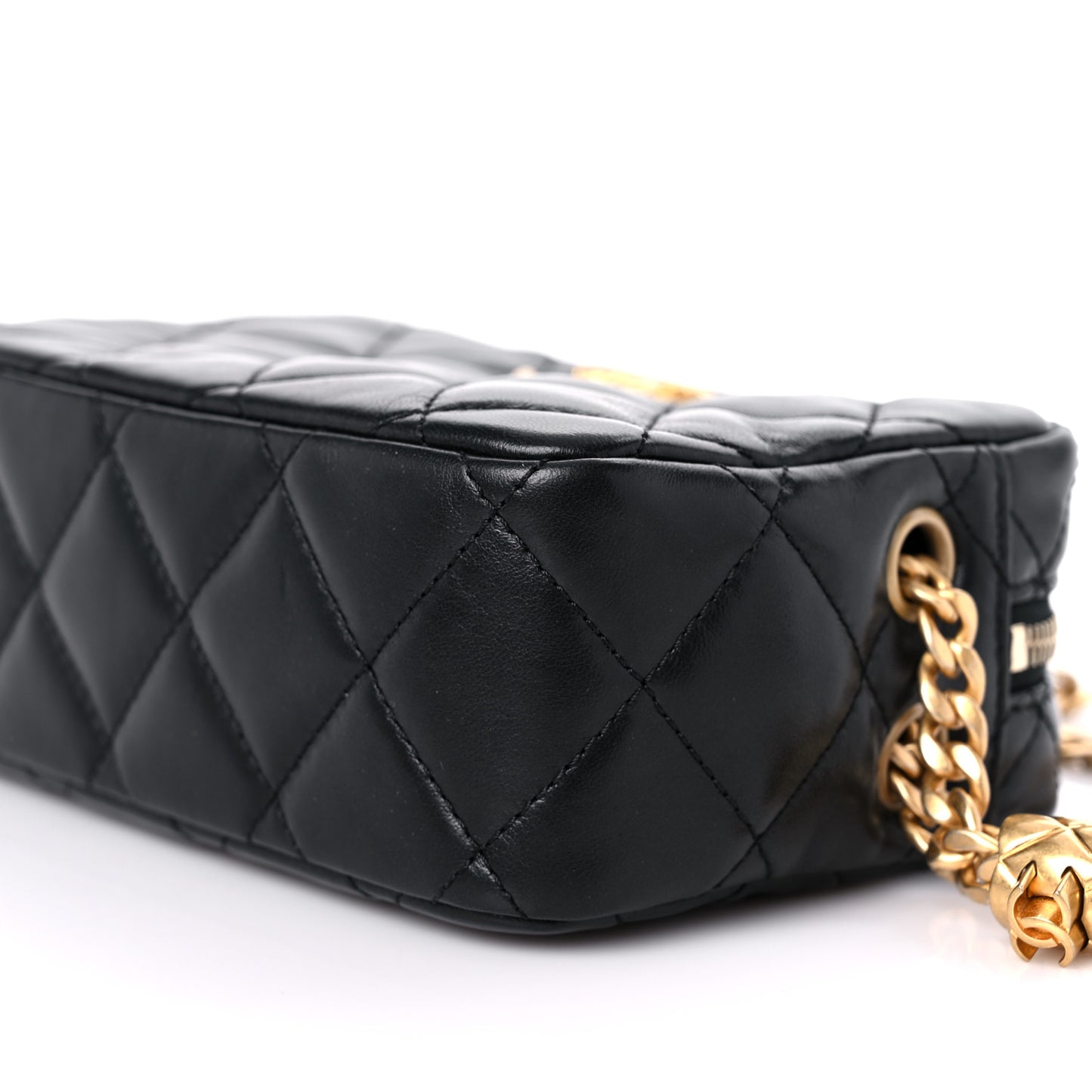 Lambskin Quilted Mini Pillow Crush Camera Case Black